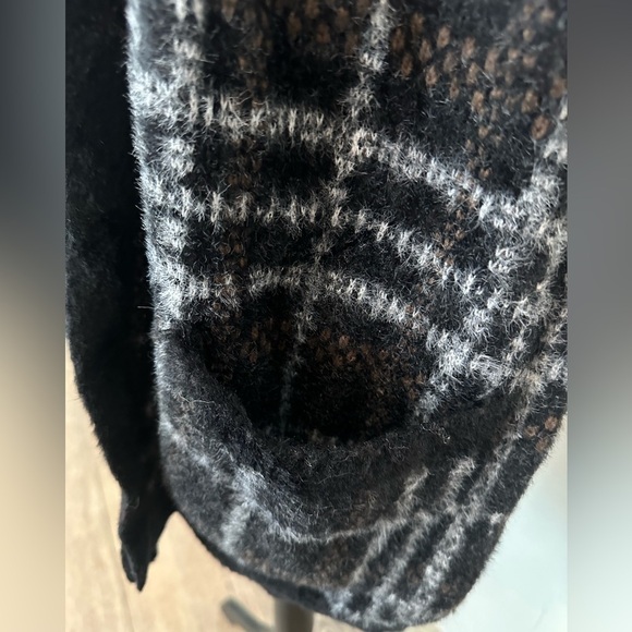🎄Joan Vass New York Fluffy Sweater Cardigan Black Long Pockets SZ  S - Picture 3 of 6